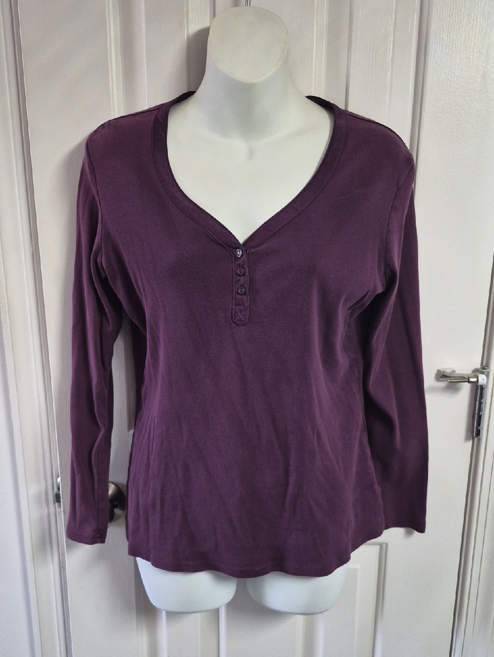 White Stag Plum Long Sleeve Henley Shirt